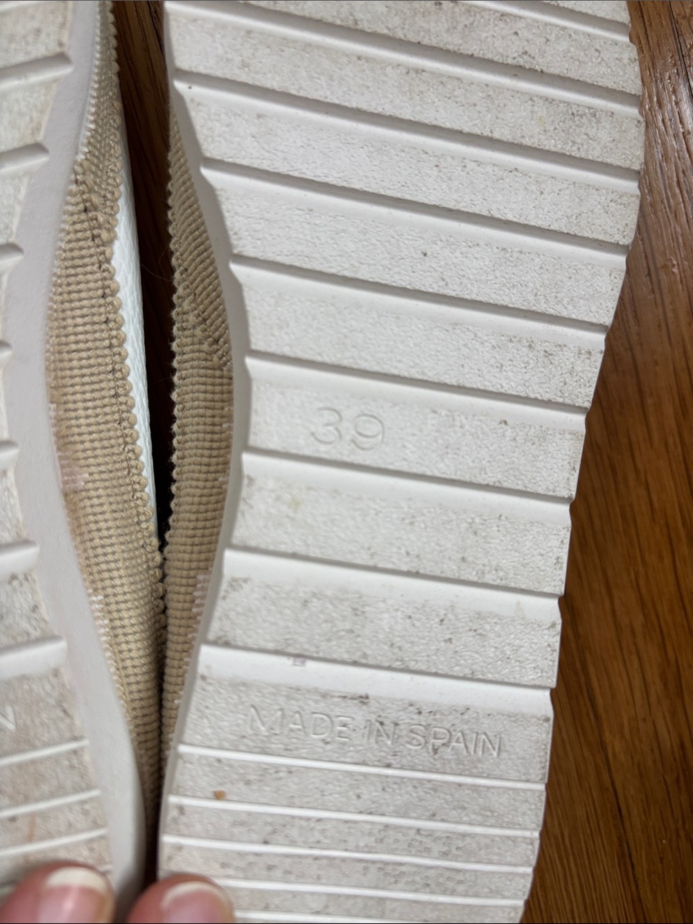 White Pebbled Leather Slip-On Flats with Neutral Trim by Verbenas - Picture 5 of 8